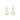 Yellow Gold Earrings forming an uneven figure 8, with Rhodium Plated notches and Diamonds, Medium